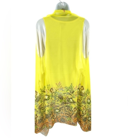 Boho Floral Sheer Tunic Poncho Long Sleeveless Kimono Vest Coverup One Size - Picture 5 of 8